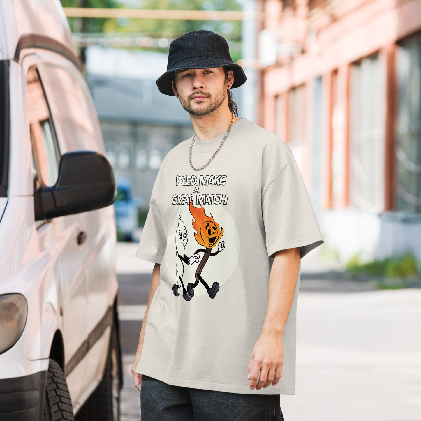 Weed Make a Great Match Oversized faded t-shirt by Sen.Tries