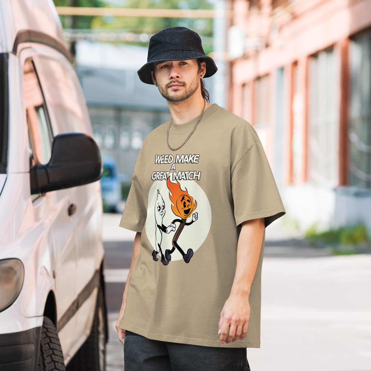 Weed Make a Great Match Oversized faded t-shirt by Sen.Tries